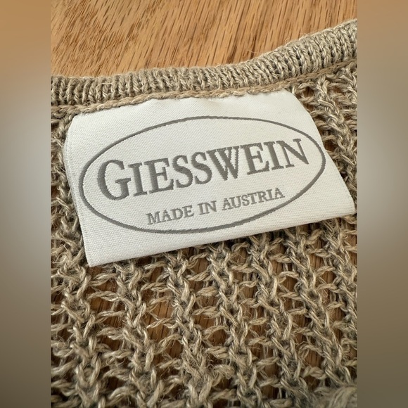 Vintage 100% Linen Giesswein Neutral Beachy Loose Knit Cardigan Women’s Size L - Picture 4 of 8